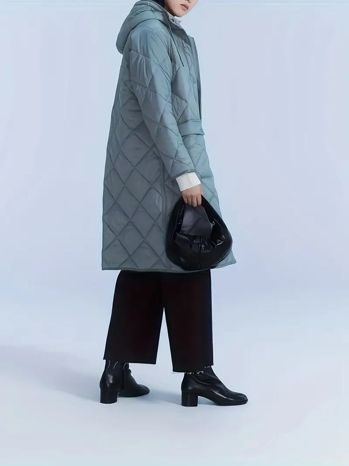 ELIN – Light Blue Hooded Longline Puffer Coat