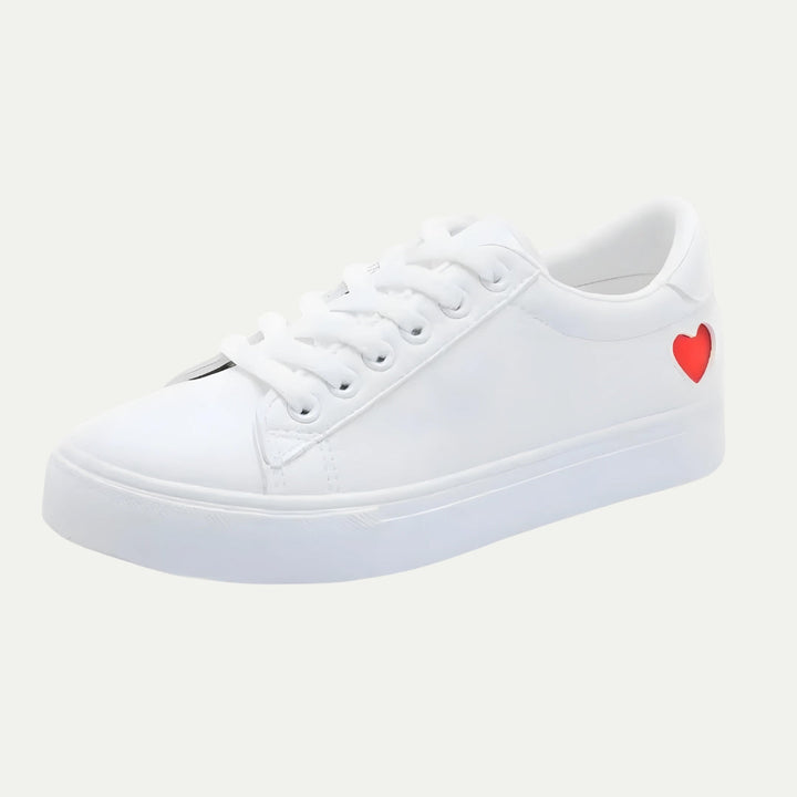 CUPIDO - Women's White Low-Top Sneakers with Heart Detail