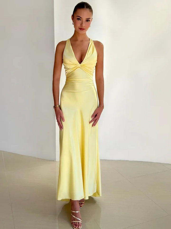 LUMINA – Satin Bow Back Maxi Dress