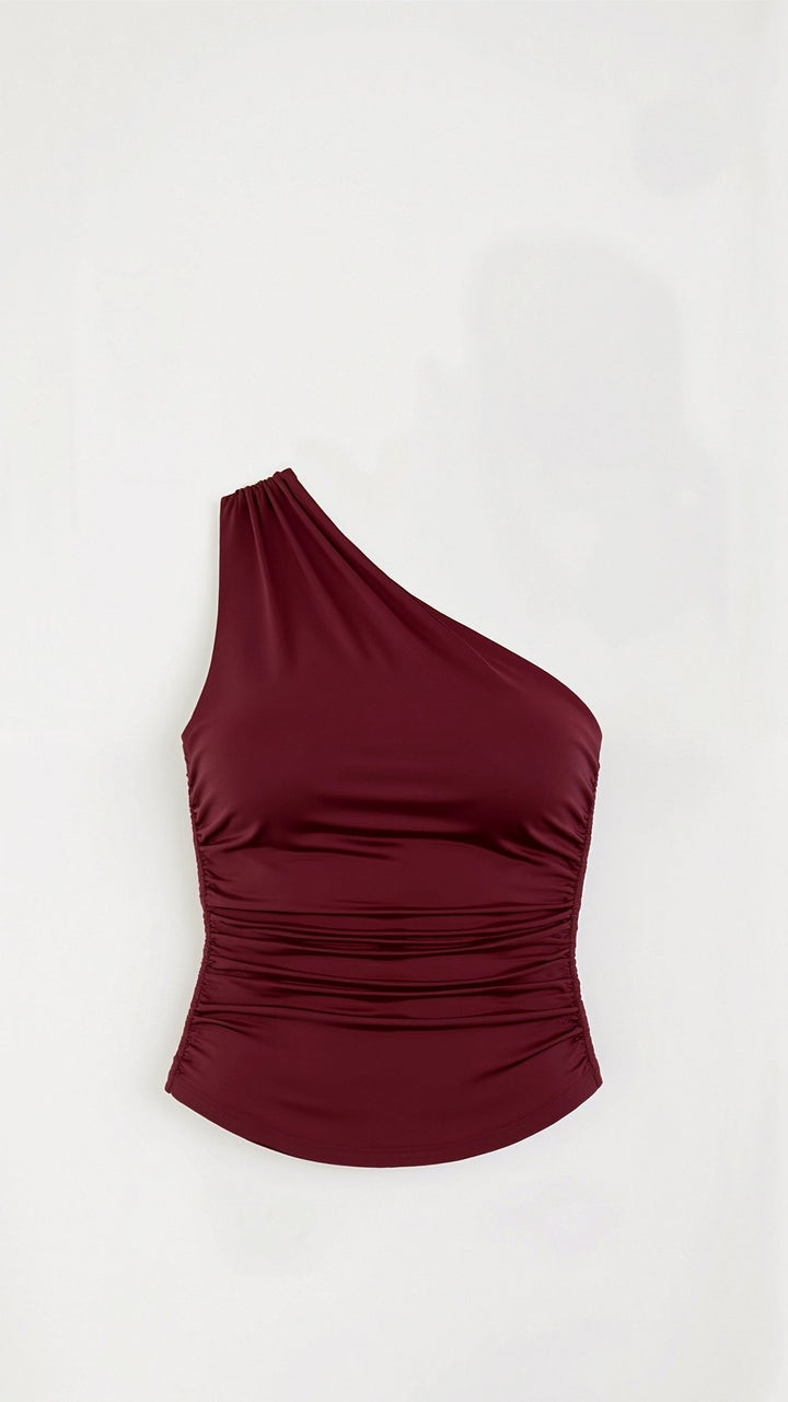 BRIONY - Asymmetric Fitted Ruched Top