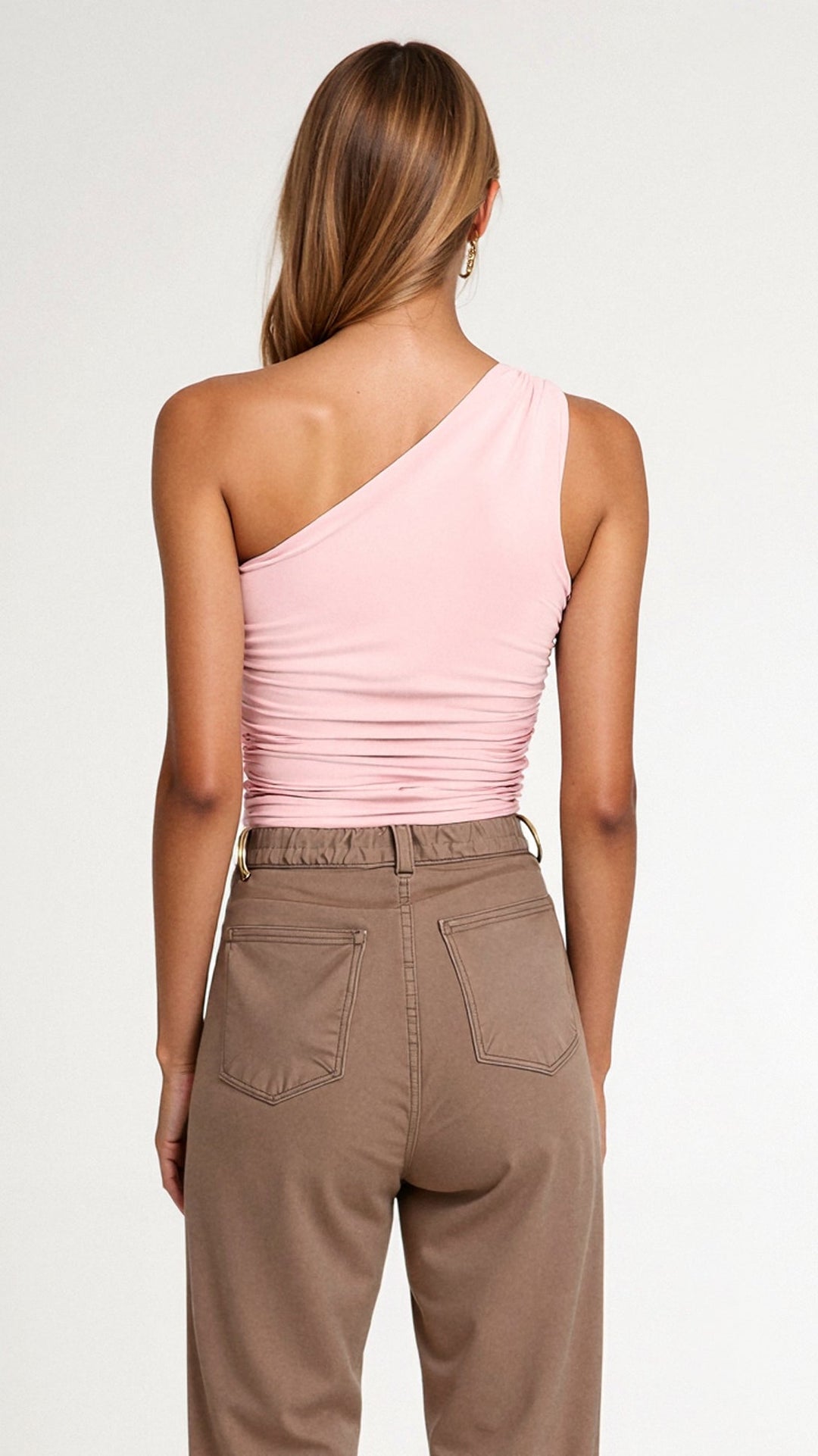 BRIONY - Asymmetric Fitted Ruched Top