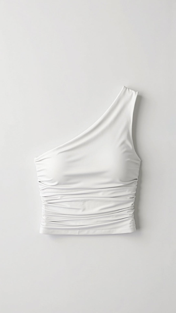 BRIONY - Asymmetric Fitted Ruched Top