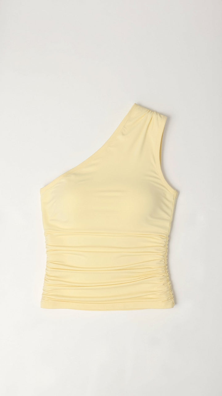 BRIONY - Asymmetric Fitted Ruched Top