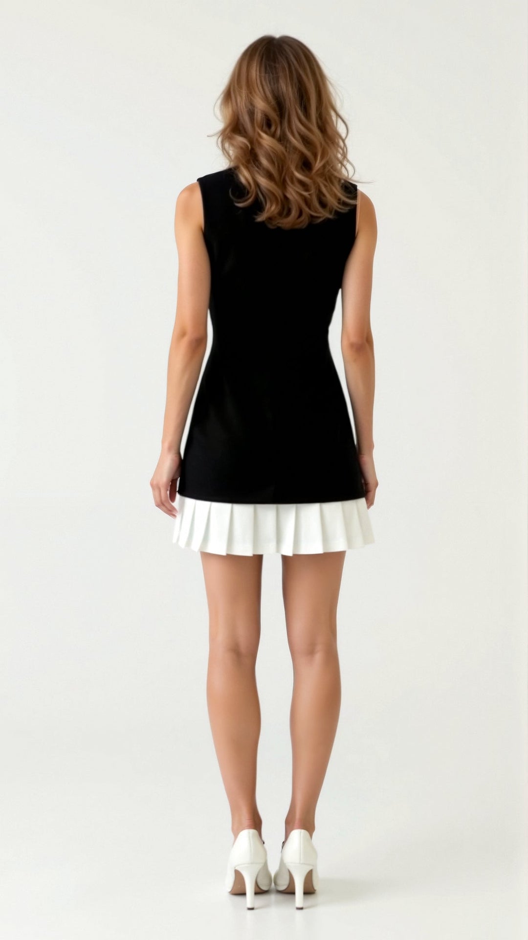 YIU - Two-Tone Pleated Hem Mini Dress