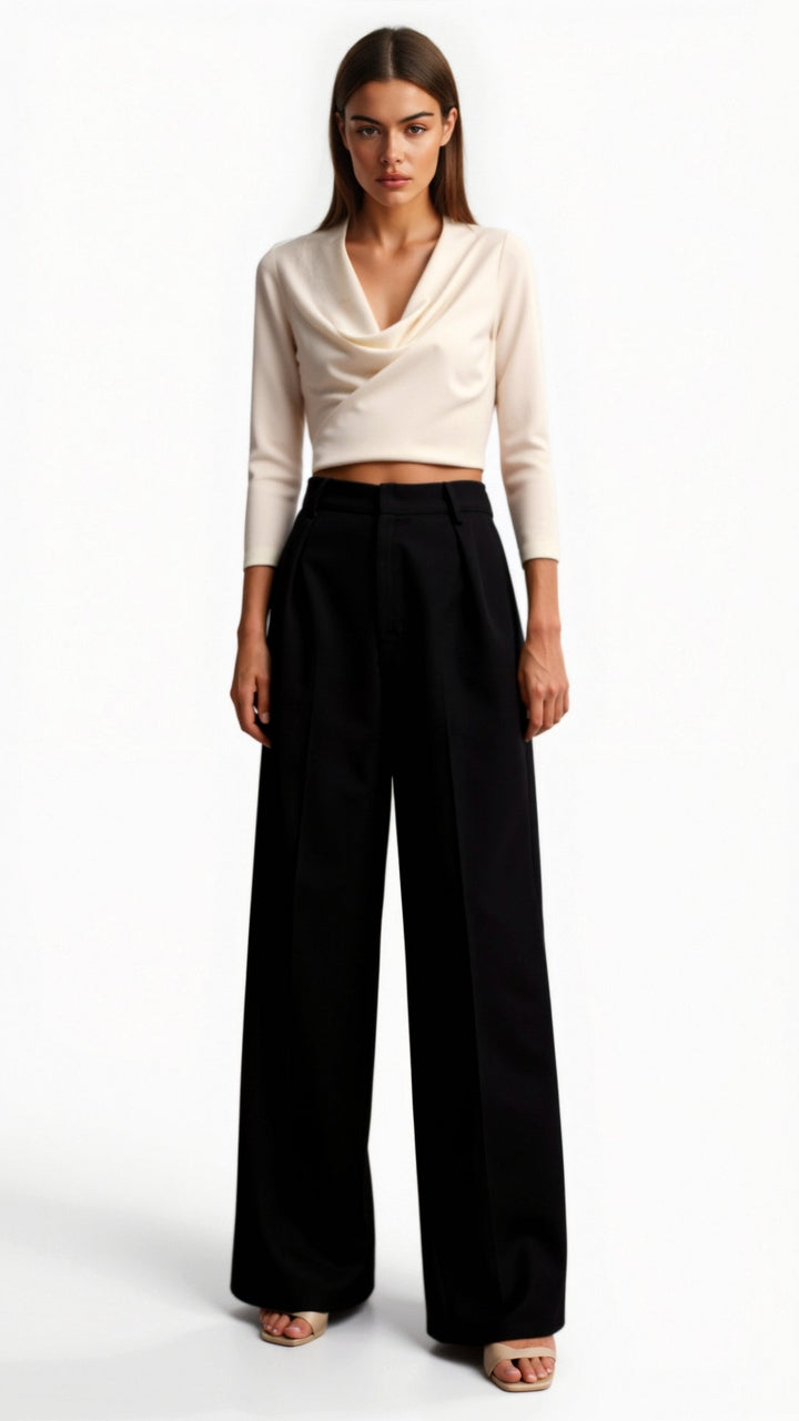 MARLOU - Classic High Waist Wide-Leg Pants