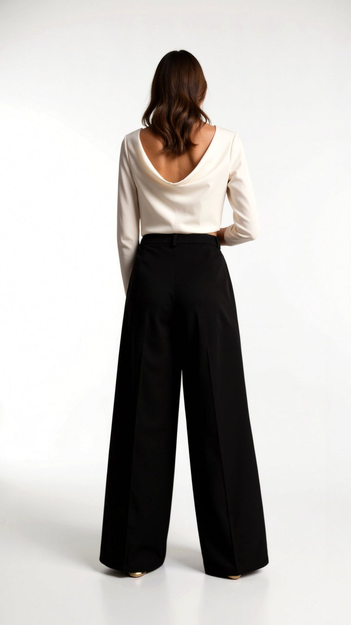 MARLOU - Classic High Waist Wide-Leg Pants