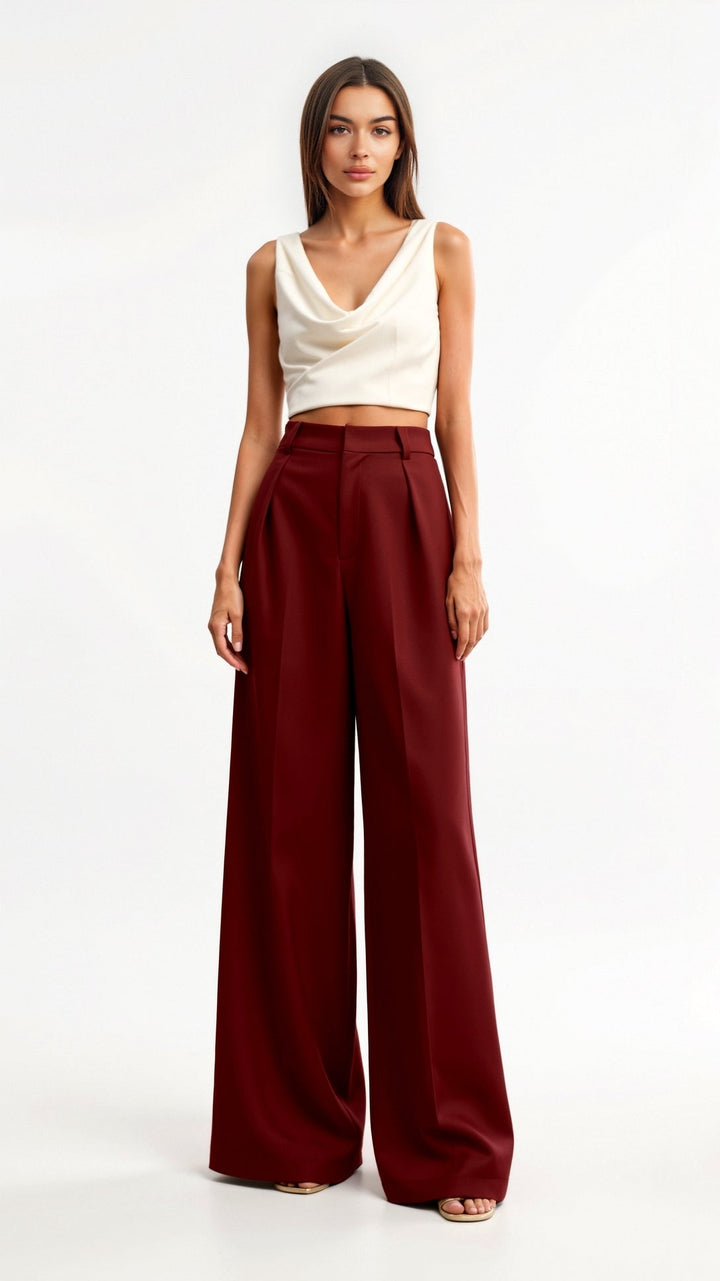 MARLOU - Classic High Waist Wide-Leg Pants
