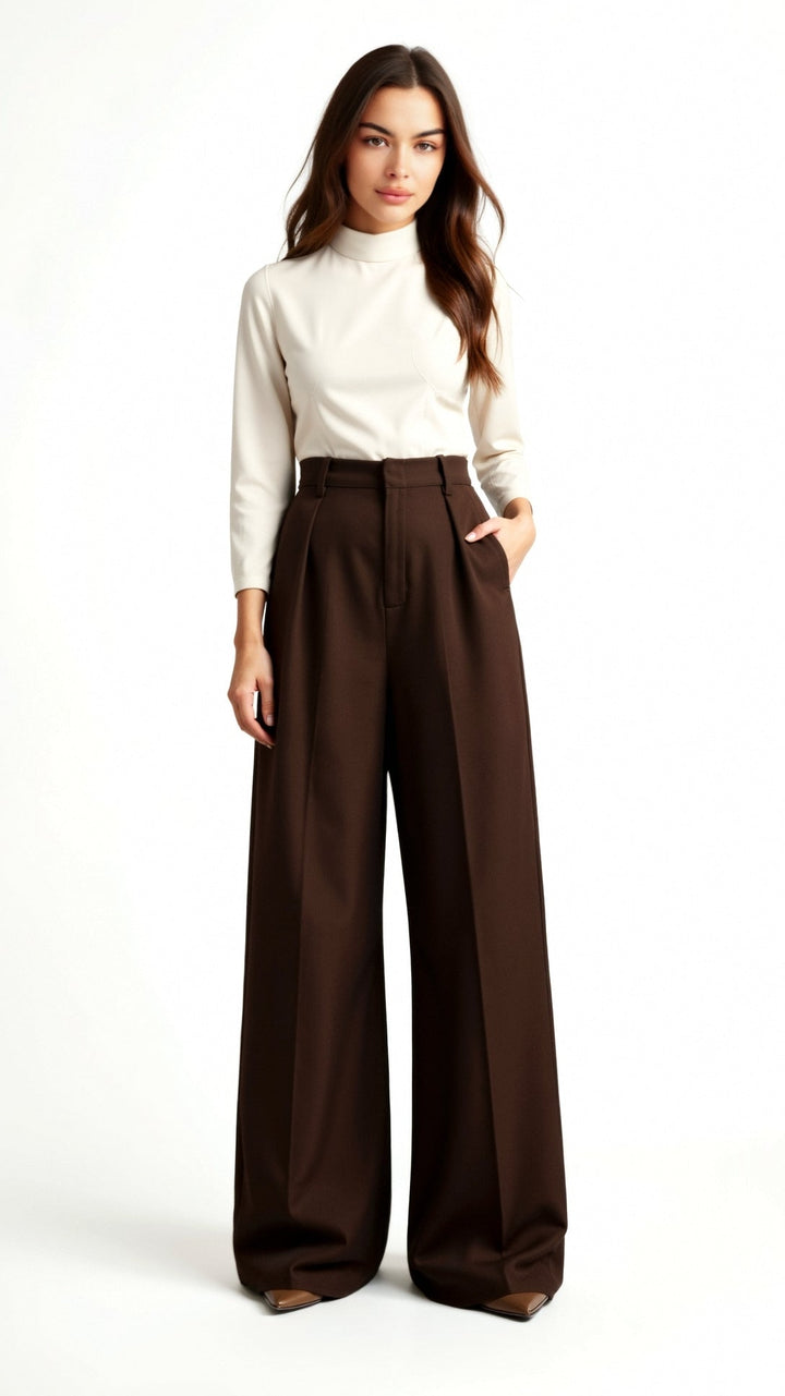 MARLOU - Classic High Waist Wide-Leg Pants